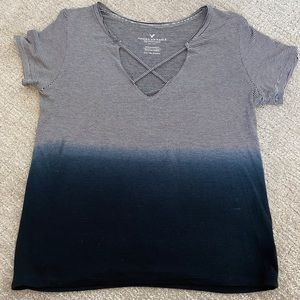 XS American eagle Black and white stripped tshirt